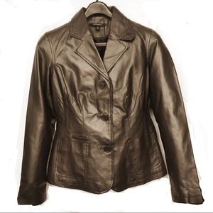 Casual waist flattering leather jacket